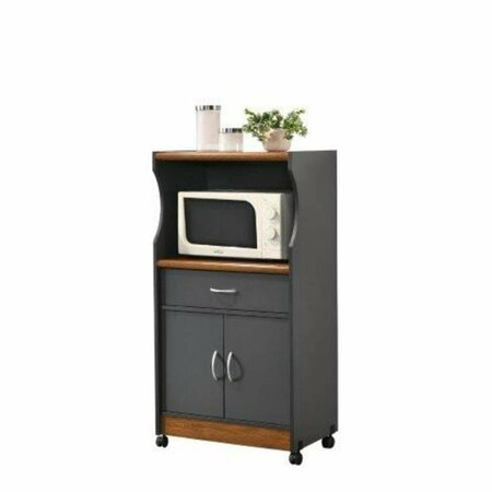 HODEDAH 45.4 x 15.5 x 23.6 in. Microwave Kitchen Cart, Grey & Oak HIK77 GREY-OAK